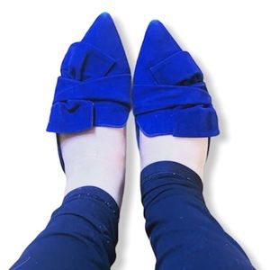 Schutz blue suede D'ana Knotted Loafer Mule